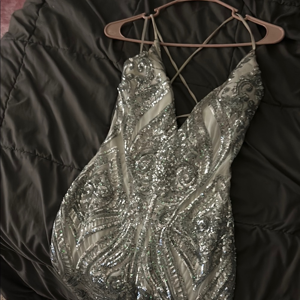 Elegant Silver Sequin Dress